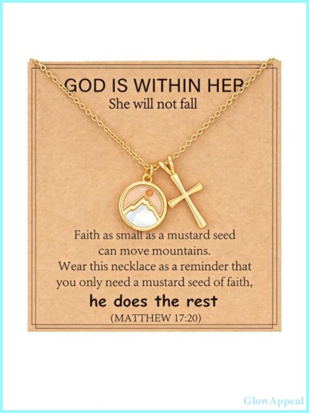 Moving Mountains Mustard Seed Cross Necklace for Women Faith Religious Gift